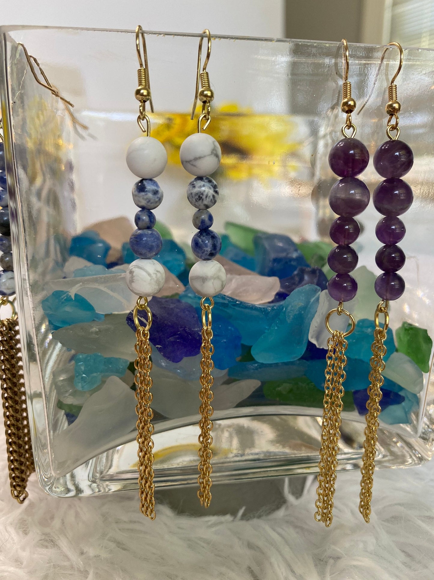 Sodalite & Howlite Dangle Earrings