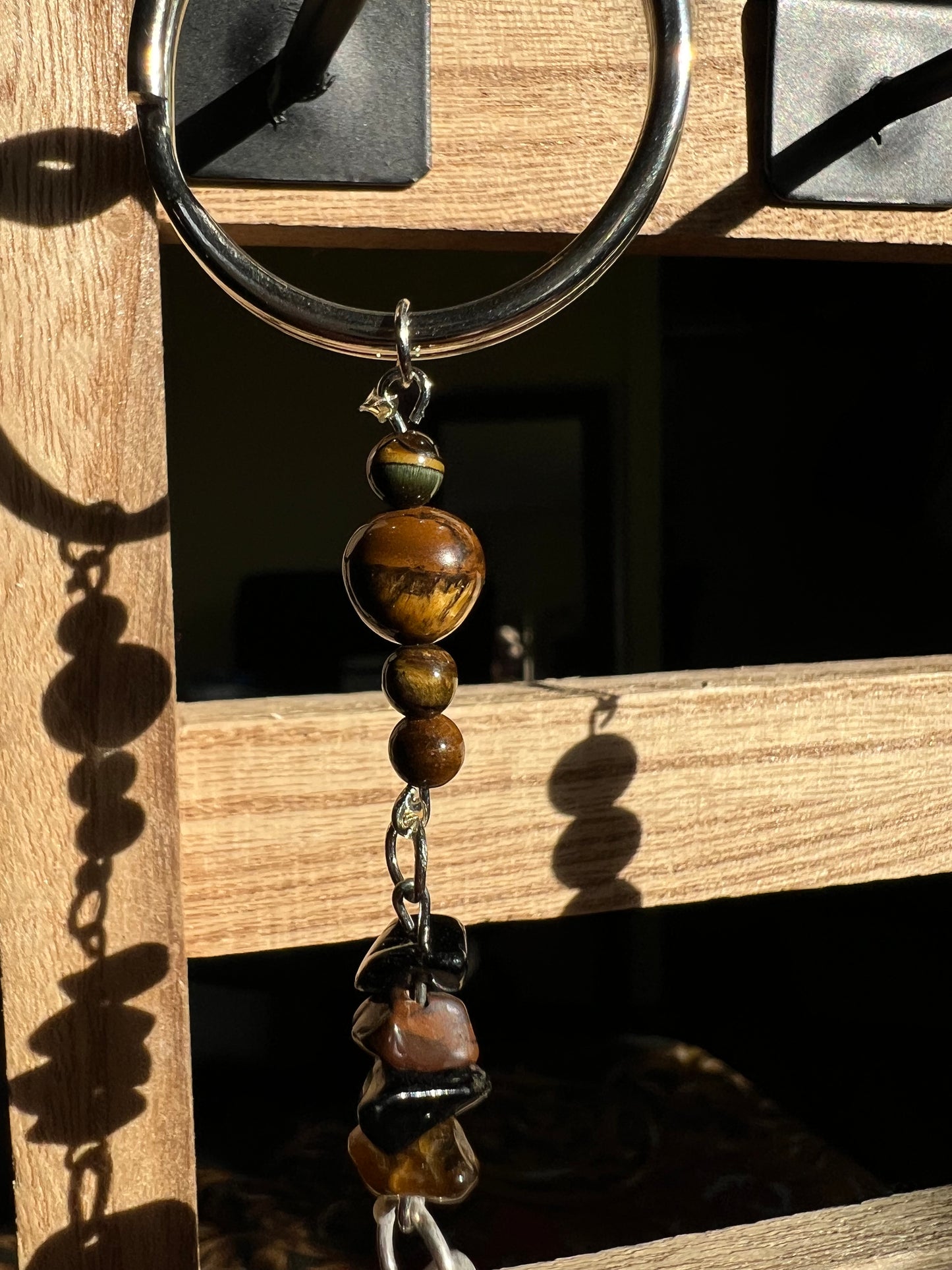 Tiger’s Eye Crystal Lucky stone Hag stone Keyring