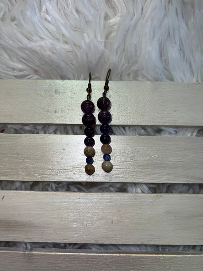 Amethyst, Sunstone & Sodalite Crystal Drop Earrings
