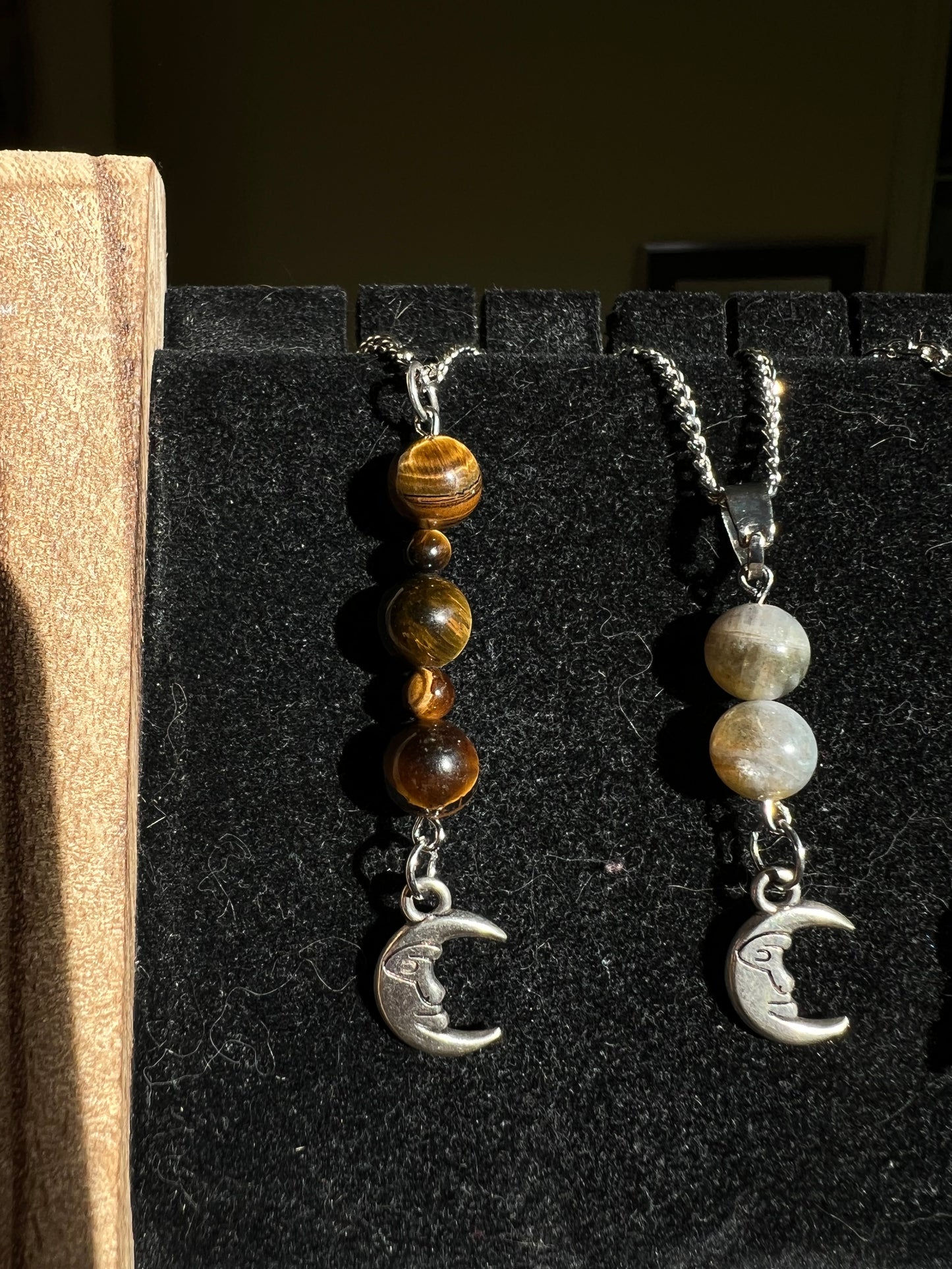 Tiger’s Eye Crystal Moon Pendant Necklace