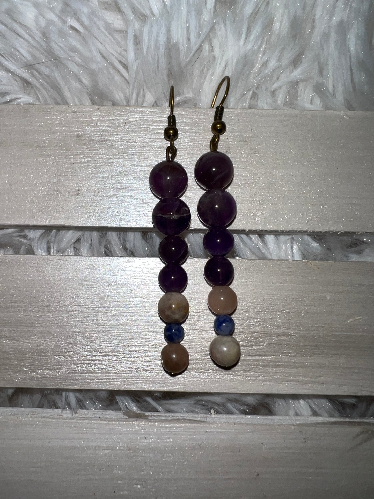 Amethyst, Sunstone & Sodalite Crystal Drop Earrings