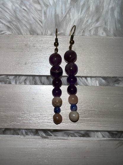 Amethyst, Sunstone & Sodalite Crystal Drop Earrings