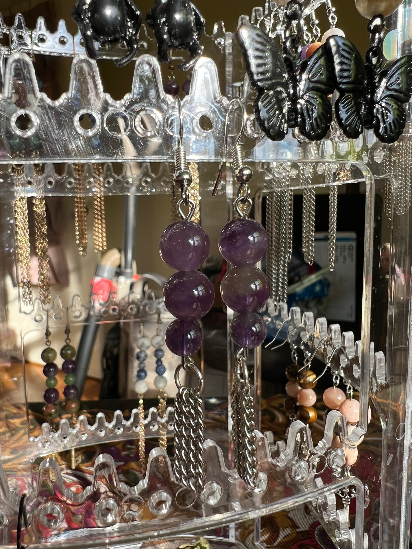 Amethyst Drop Crystal Earrings