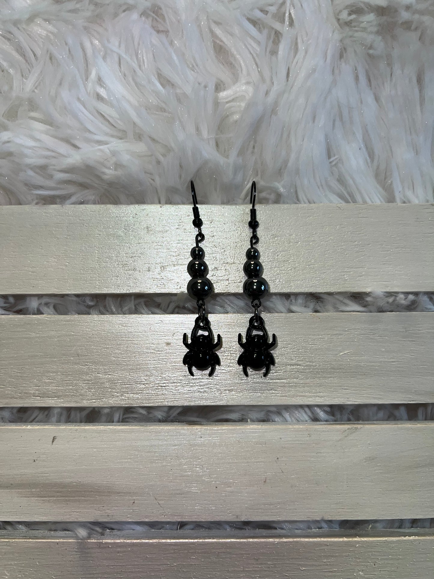 Hematite Crystal Bug Earrings