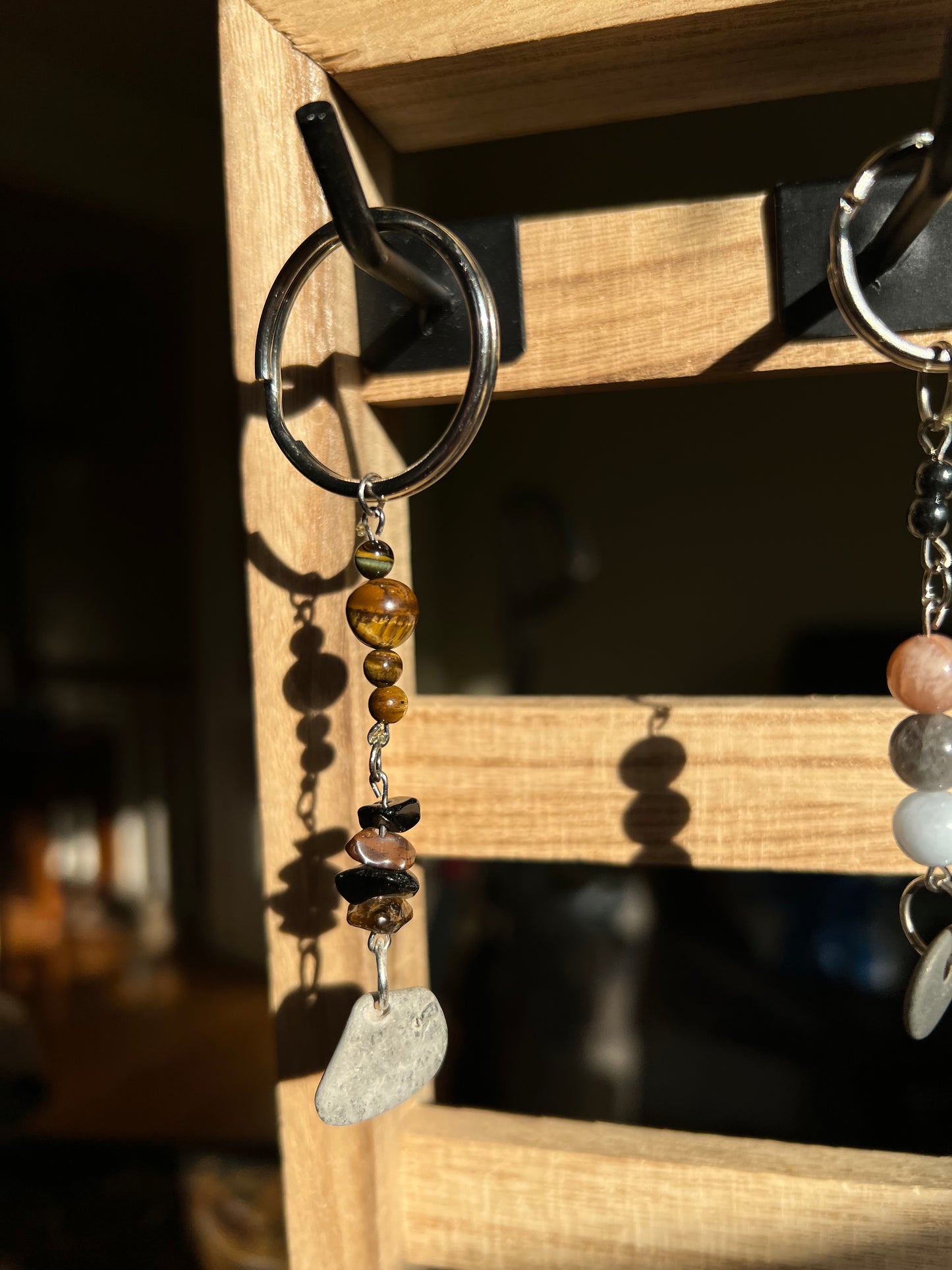 Tiger’s Eye Crystal Lucky stone Hag stone Keyring