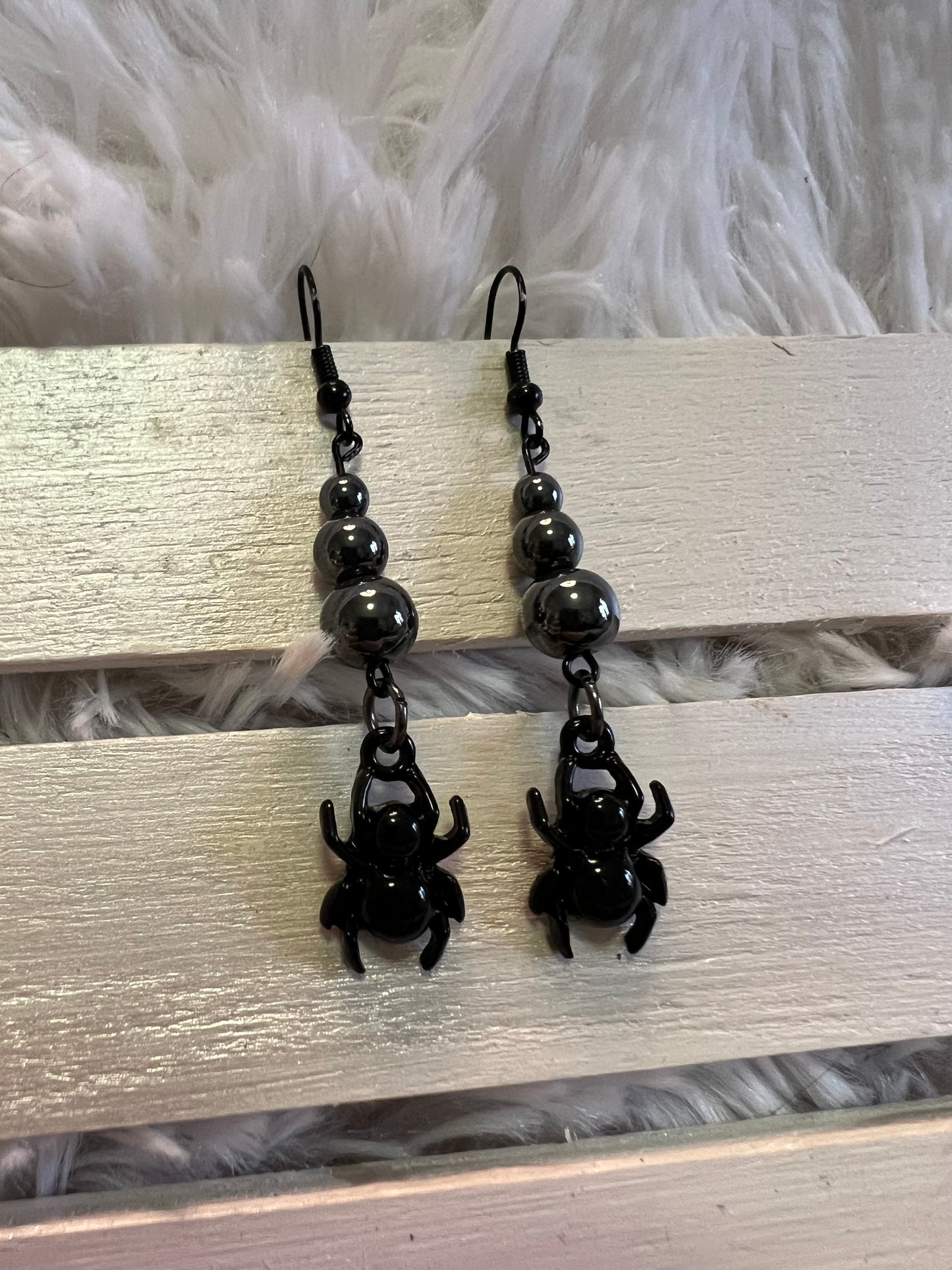 Hematite Crystal Bug Earrings