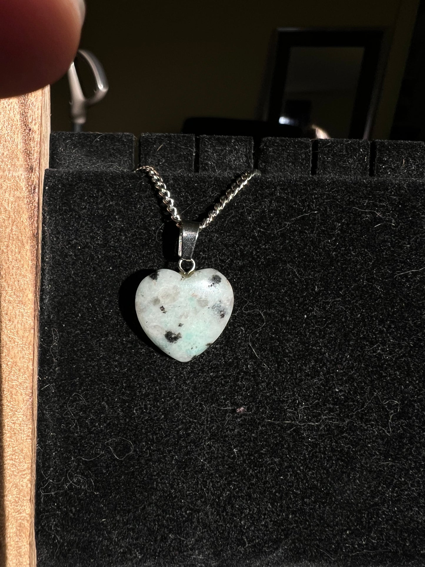 Moonstone Crystal Heart Pendant Necklace