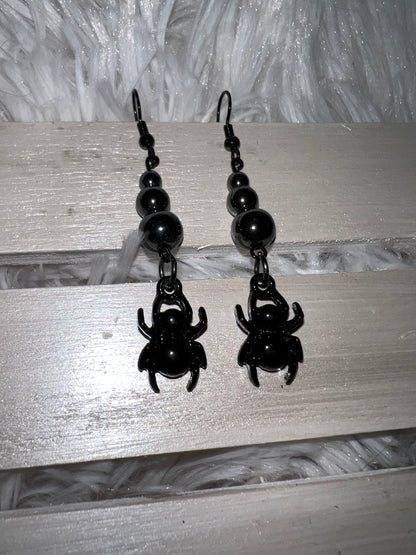 Hematite Crystal Bug Earrings
