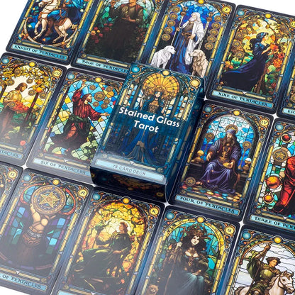 Stained Glass Tarot Card Deck – 78 Cards for Family & Divination