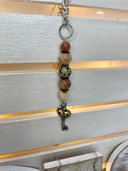Dalmatian Jasper & Sunstone Crystal Drop Earrings and Necklace