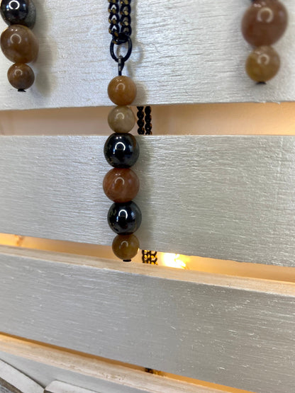 Sunstone & Hematite Crystal Drop Earrings