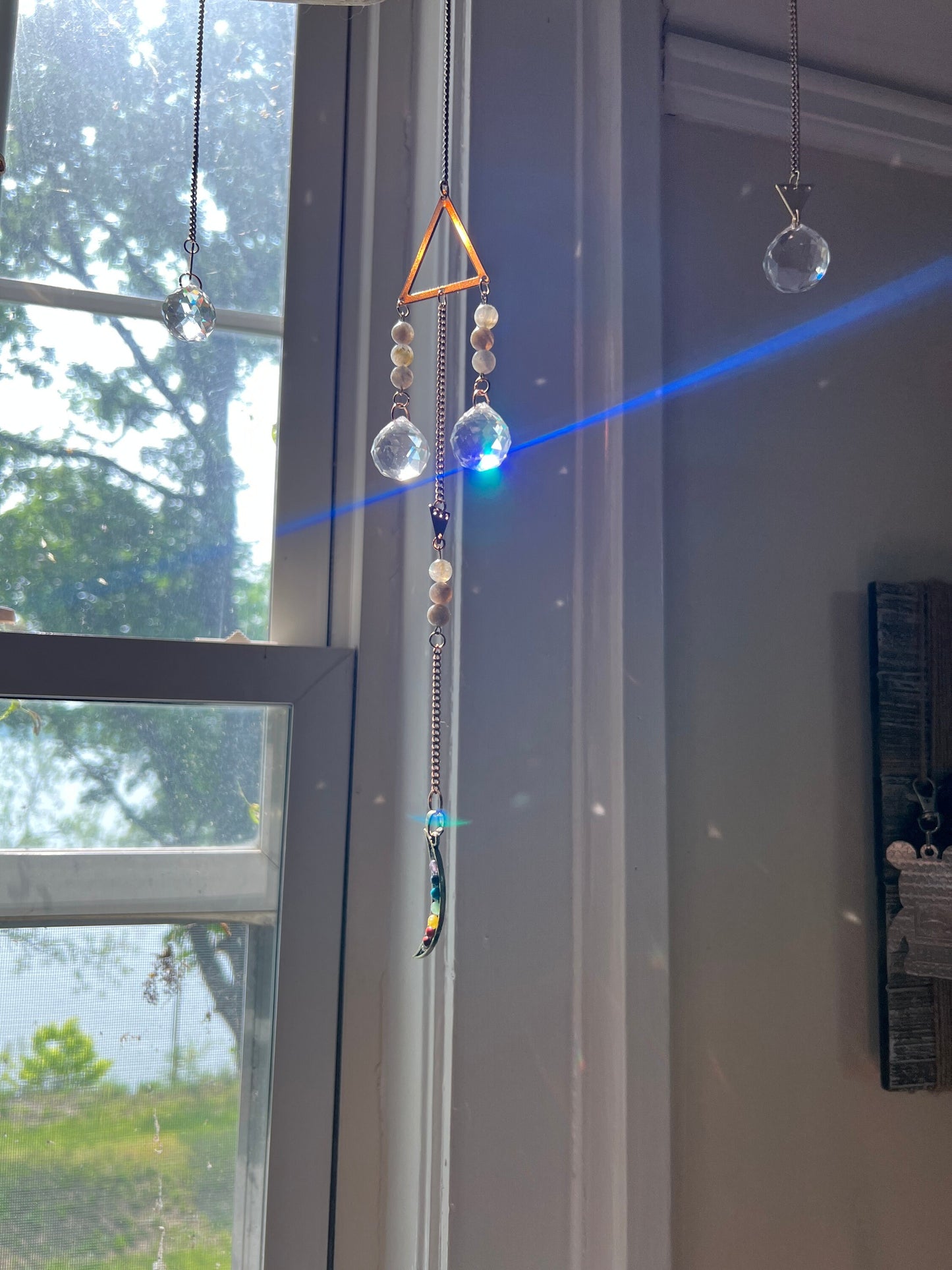 Rainbow Driftwood Crystal Suncatcher Hanging decor