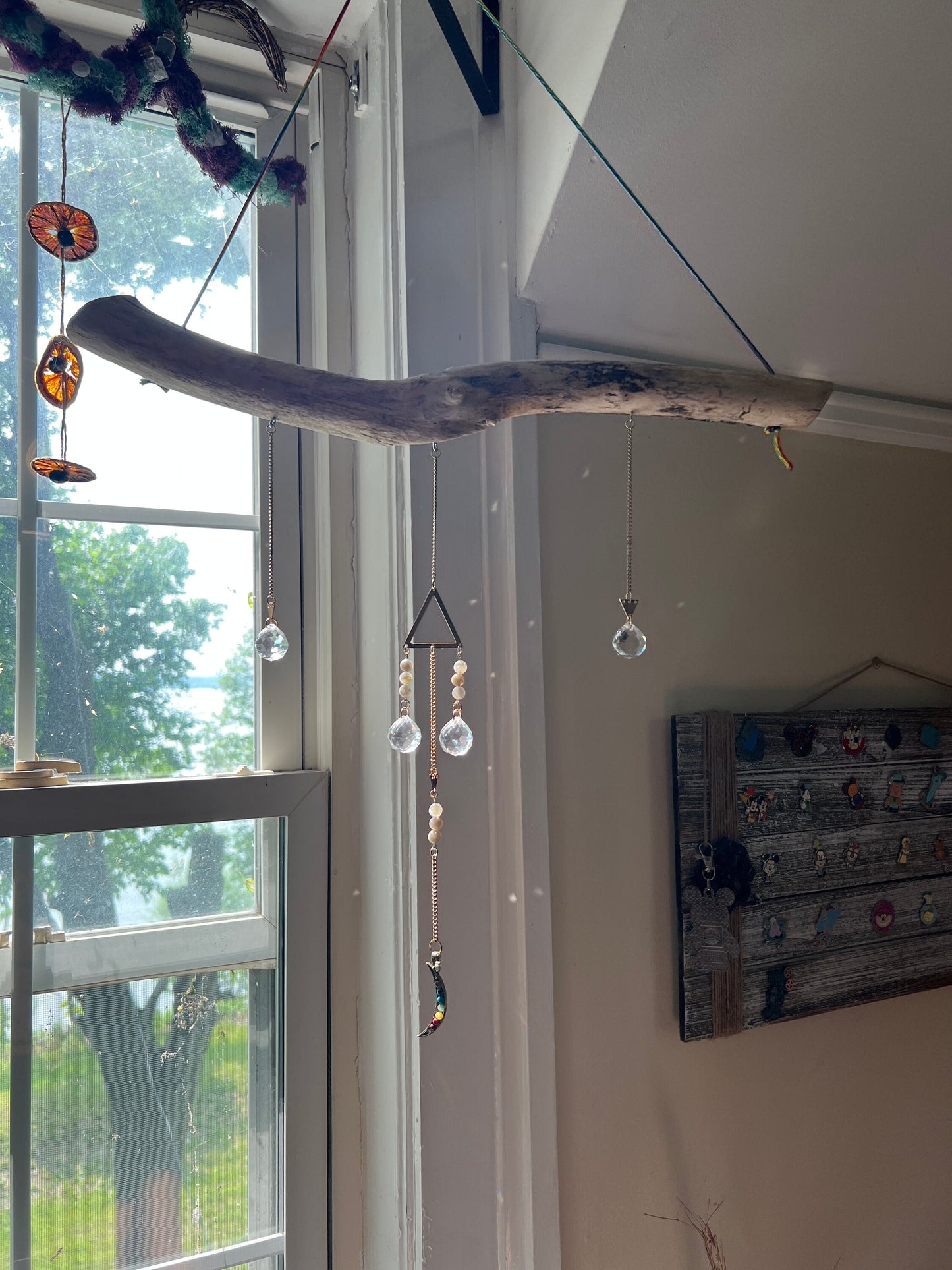 Rainbow Driftwood Crystal Suncatcher Hanging decor